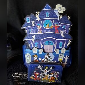 Disney Haunted Mansion Loungefly Mini Backpack and Wallet